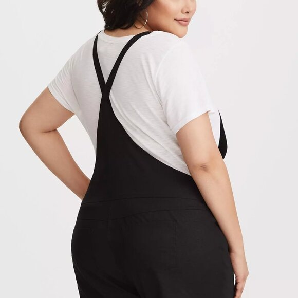 Torrid Black Stretch Linen Shortall -Size 2- Like New - Picture 2 of 6